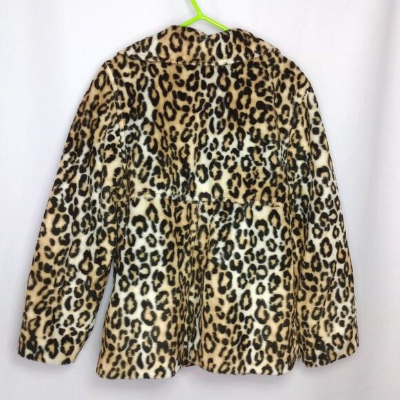 Gymboree Leopard Animal Print Fur PeaCoat Girls Jacket Lined Lightweight Sm 6/7 - Picture 2 of 5